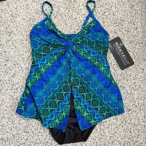 Miraclesuit Womens 8 Ocean Ombre Love Note Set Tankini Two Piece Blue Green